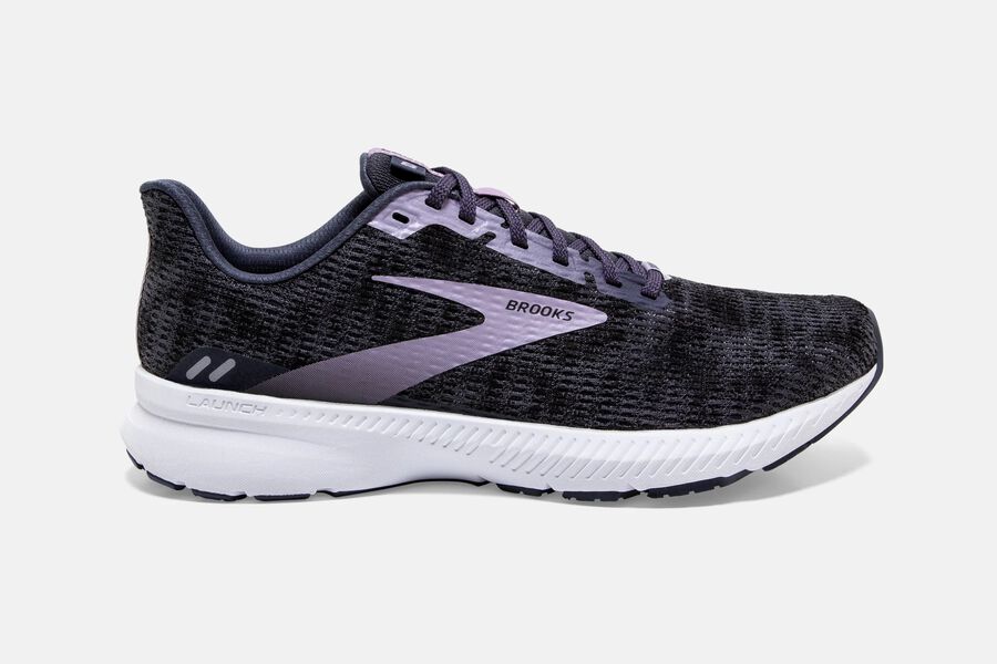 Brooks Running Shoes - Launch 8 Road Womens - Black/Purple - OHP-321649